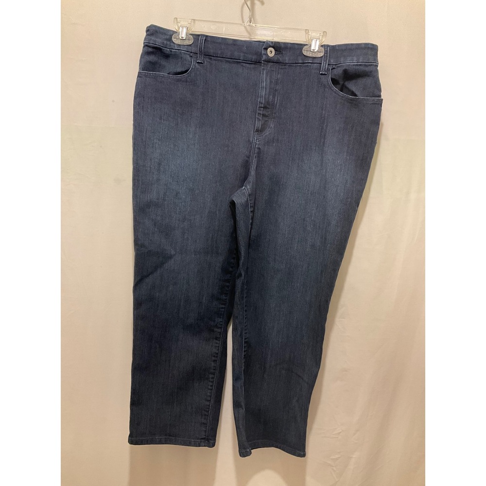 Dark Wash Straight Leg Jeans Indigo Blue High Rise Denim Pants